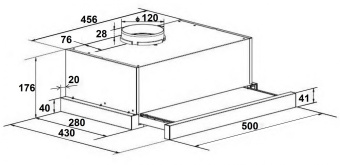 Вытяжка встраиваемая Lex Hubble 500 черный управление: кнопочное (1 мотор) - купить недорого с доставкой в интернет-магазине