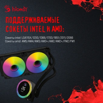 Система водяного охлаждения Bloody BD-LC240ARGB2 ARGB Soc-AM5/AM4/1200/1700/1851 черный 4-pin 22-35dB Al+Cu LCD 260W 1100gr Ret (BD-LC240ARGB2-BK) - купить недорого с доставкой в интернет-магазине