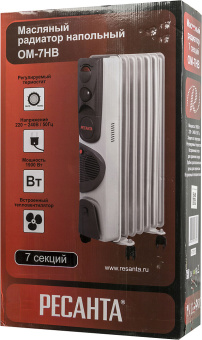 Радиатор масляный Ресанта ОМ-7НВ 1900Вт белый - купить недорого с доставкой в интернет-магазине