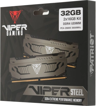 Память DDR4 2x16GB 3600MHz Patriot PVS432G360C8K Viper Steel RTL Gaming PC4-28800 CL18 DIMM 288-pin 1.35В single rank с радиатором Ret - купить недорого с доставкой в интернет-магазине