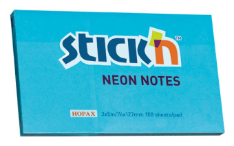 Блок самоклеящийся бумажный Stick`n 21213 76x127мм 100лист. 70г/м2 неон голубой - купить недорого с доставкой в интернет-магазине