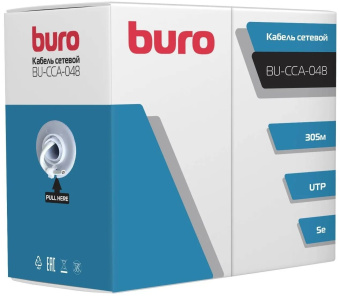 Кабель сетевой Buro BU-CCA-048 UTP 4 пары cat.5E solid 0.48мм CCA 305м серый - купить недорого с доставкой в интернет-магазине