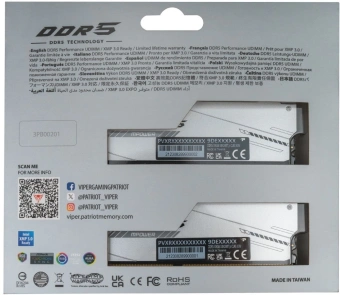 Память DDR5 2x24GB 8000MHz Patriot PVXR548G80C38KM Viper Xtreme 5 RGB RTL Gaming PC5-64000 CL38 DIMM 288-pin 1.45В с радиатором Ret - купить недорого с доставкой в интернет-магазине