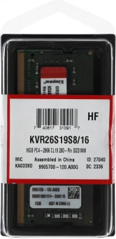 Память DDR4 16GB 2666MHz Kingston KVR26S19S8/16 VALUERAM RTL PC4-21300 CL19 SO-DIMM 260-pin 1.2В single rank Ret - купить недорого с доставкой в интернет-магазине