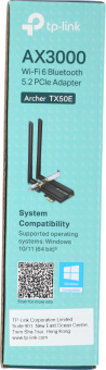 Сетевой адаптер Wi-Fi + Bluetooth TP-Link Archer TX50E AX3000 PCI Express (ант.внеш.несъем.) 2ант. - купить недорого с доставкой в интернет-магазине