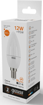 Лампа светодиодная Gauss Elementary 12Вт цок.:E14 свеча 220B св.свеч.бел.теп. C37 (упак.:10шт) (33112) - купить недорого с доставкой в интернет-магазине