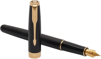 Ручка перьев. Parker Sonnet Core F528 (1931516) Matte Black GT F сталь нержавеющая подар.кор. - купить недорого с доставкой в интернет-магазине