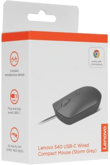 Мышь Lenovo 540 темно-серый оптическая 2400dpi USB2.0 (GY51D20876) - купить недорого с доставкой в интернет-магазине