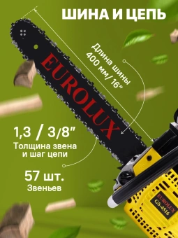 Бензопила Eurolux GS-4516 2300Вт 3.1л.с. дл.шины:16" (40cm) (70/6/7) - купить недорого с доставкой в интернет-магазине