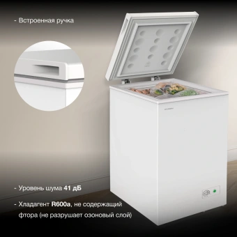 Морозильный ларь Hyundai CH10031 белый 70Вт - купить недорого с доставкой в интернет-магазине