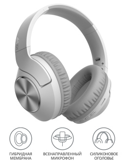 Наушники накладные A4Tech 2Drumtek BH300 белый/серый беспроводные bluetooth оголовье (BH300 GRAYISH WHITE) - купить недорого с доставкой в интернет-магазине