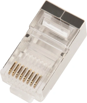 Коннектор Lanmaster (LAN-EZ45-8P8C/S5E-100) STP кат.5E RJ45 серебристый (упак.:100шт) - купить недорого с доставкой в интернет-магазине