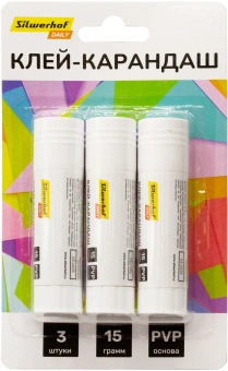 Клей-карандаш Silwerhof Daily 15гр ПВП блистер (упак.:3шт) - купить недорого с доставкой в интернет-магазине