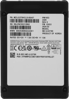 Накопитель SSD Samsung SAS 3.84TB MZILG3T8HCLS-00A07 PM1653 2.5" 1 DWPD OEM - купить недорого с доставкой в интернет-магазине