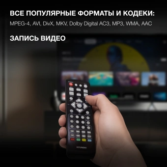 Ресивер DVB-T2 Hyundai H-DVB240 черный - купить недорого с доставкой в интернет-магазине