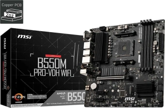 Материнская плата MSI B550M PRO-VDH WIFI Soc-AM4 AMD B550 4xDDR4 mATX AC`97 8ch(7.1) GbLAN RAID+HDMI+DP - купить недорого с доставкой в интернет-магазине