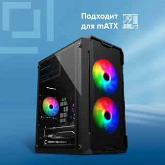 Корпус Оклик OCC-MN301 черный без БП mATX 1x80mm 2x120mm 1xUSB2.0 1xUSB3.0 audio - купить недорого с доставкой в интернет-магазине