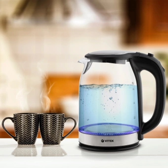 Чайник электрический Vitek VT-7095 1.8л. 2200Вт прозрачный корпус: стекло - купить недорого с доставкой в интернет-магазине