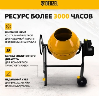 Бетономешалка Denzel B-160 электрич. бар.:160л г.р.:80л 700Вт (95422) - купить недорого с доставкой в интернет-магазине
