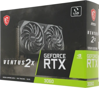 Видеокарта MSI PCI-E 4.0 RTX 3060 VENTUS 2X 12G NVIDIA GeForce RTX 3060 12Gb 192bit GDDR6 1680/15000 HDMIx1 DPx3 HDCP Ret - купить недорого с доставкой в интернет-магазине