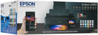 МФУ струйный Epson L8180 (C11CJ21403/402/504/502) A3 Duplex Net WiFi черный - купить недорого с доставкой в интернет-магазине