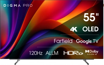 Телевизор OLED Digma Pro 55" OLED 55M Google TV Frameless черный/серебристый 4K Ultra HD 120Hz DVB-T DVB-T2 DVB-C DVB-S DVB-S2 USB WiFi Smart TV - купить недорого с доставкой в интернет-магазине