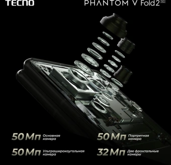 Смартфон Tecno Phantom V Fold2 5G 512Gb 12Gb зеленый моноблок 3G 4G 7.85" 2000x2296 Android 14 50Mpix 802.11 a/b/g/n/ac NFC GPS GSM900/1800 TouchSc Protect - купить недорого с доставкой в интернет-магазине