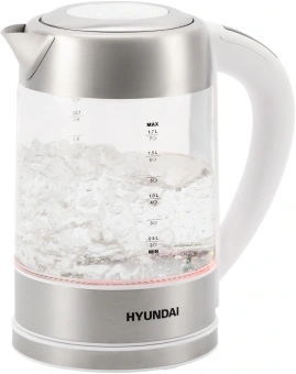 Чайник электрический Hyundai HYK-S5807 1.7л. 2200Вт белый/серебристый корпус: стекло/металл - купить недорого с доставкой в интернет-магазине