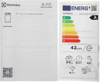 Стиральная машина Electrolux EW8TN3362E пан.англ. класс: A загр.вертикальная макс.:6кг белый - купить недорого с доставкой в интернет-магазине