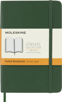 Блокнот Moleskine CLASSIC SOFT QP611K15 Pocket 90x140мм 192стр. линейка мягкая обложка зеленый - купить недорого с доставкой в интернет-магазине