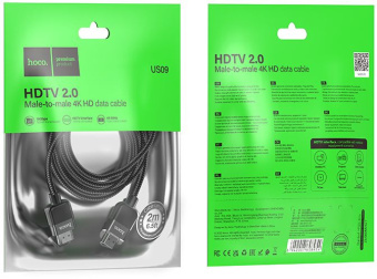 Кабель Hoco US09 ver2.0 HDMI (m) HDMI (m) 2м черный пакет (упак.:1шт) - цена, купить или заказать с доставкой в интернет-магазине Кабель Hoco US09 ver2.0 HDMI (m) HDMI (m) 2м черный пакет (упак.:1шт) - купить недорого с доставкой в интернет-магазине
