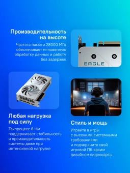 Видеокарта Gigabyte PCI-E 5.0 GV-N5060EAGLEOC ICE-8GD 1.0 NVIDIA GeForce RTX 5060 8Gb 128bit GDDR7 2550/28000 HDMIx1 DPx3 HDCP Ret - купить недорого с доставкой в интернет-магазине