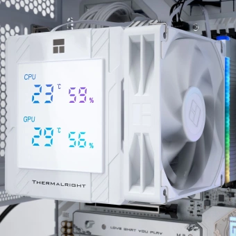 Устройство охлаждения(кулер) Thermalright Peerless Assassin 120 Digital Soc-AM5/AM4/1200/1700/1851 белый 4-pin 25.6dB Al+Cu LCD Ret (PA120-DIGITAL-WH) - купить недорого с доставкой в интернет-магазине