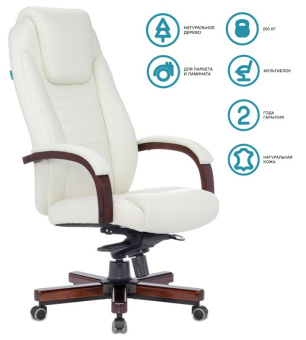 Кресло руководителя Бюрократ T-9923WALNUT слоновая кость кожа крестов. металл/дерево - купить недорого с доставкой в интернет-магазине