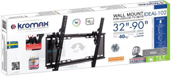 Кронштейн для телевизора Kromax IDEAL-102 черный 32"-90" макс.40кг настенный наклон - купить недорого с доставкой в интернет-магазине