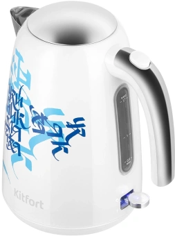 Чайник электрический Kitfort КТ-6772 1.7л. 2200Вт белый/синий корпус: металл/пластик - купить недорого с доставкой в интернет-магазине