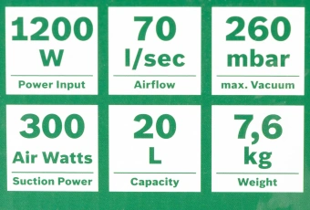 Строительный пылесос Bosch AdvancedVac20 1200Вт (уборка: сухая/влажная/выдув) зеленый - купить недорого с доставкой в интернет-магазине