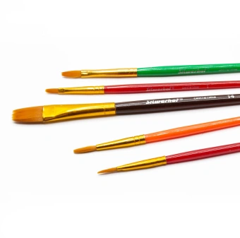 Набор кистей Silwerhof Color синтетика (наб.5шт) синт.круг.№3/плос.№2,6,14/овал.№1 - купить недорого с доставкой в интернет-магазине