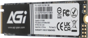 Накопитель SSD AGi PCIe 3.0 x4 512GB AGI512G16AI198 AI198 M.2 2280 OEM - купить недорого с доставкой в интернет-магазине