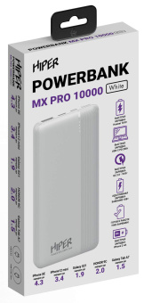 Мобильный аккумулятор Hiper MX Pro 10000 10000mAh 3A QC PD 1xUSB белый (MX PRO 10000 WHITE) - купить недорого с доставкой в интернет-магазине