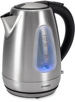 Чайник электрический Hyundai HYK-S7407 1.7л. 2200Вт серебристый матовый/черный корпус: металл - купить недорого с доставкой в интернет-магазине