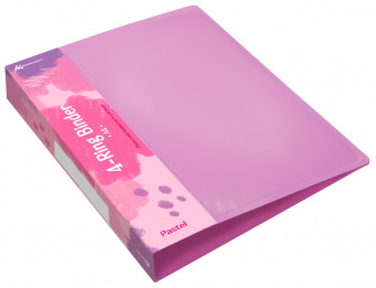 Папка панорама на 4-х кольцах Бюрократ Pastel PAST0740/4RPINK A4 пластик 0.7мм кор.40мм торц.карм с бум. встав розовый - купить недорого с доставкой в интернет-магазине
