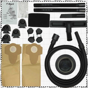 Строительный пылесос Bort BSS-1430-P 1400Вт (уборка: сухая/влажная) синий - купить недорого с доставкой в интернет-магазине