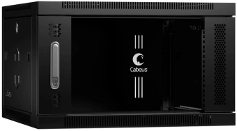 Шкаф коммутационный Cabeus (SH-05F-6U60/45-BK) настенный 6U 600x450мм пер.дв.стекл 60кг черный 390мм 220град. 368мм IP20 сталь - купить недорого с доставкой в интернет-магазине