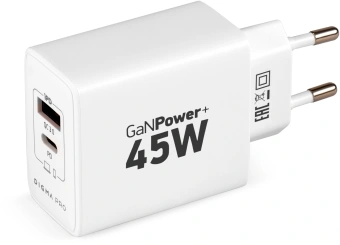 Сетевое зар./устр. Digma Pro DPW4A 45W 3A (PD+QC) USB-C/USB-A универсальное белый (DPW4A5GX11WH) - купить недорого с доставкой в интернет-магазине