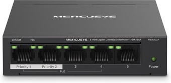 Коммутатор Mercusys MS105GP 5G 4PoE+ 65W неуправляемый - купить недорого с доставкой в интернет-магазине