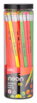 Карандаш ч/г Deli EU51806-1 Neon 2B трехгран. ассорти туба пл. (1шт) ластик - купить недорого с доставкой в интернет-магазине
