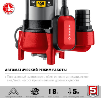 Насос фекальный Зубр Мастер НПФ-450-Р 450Вт 7980л/час центробежный (в компл.:режущий механизм) - купить недорого с доставкой в интернет-магазине