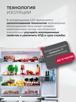 Холодильник Lex LCD450BgID 3-хкамерн. бежевый инвертер - купить недорого с доставкой в интернет-магазине