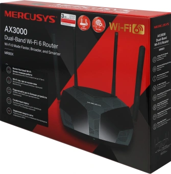 Роутер беспроводной Mercusys MR80X AX3000 10/100/1000BASE-TX черный - купить недорого с доставкой в интернет-магазине